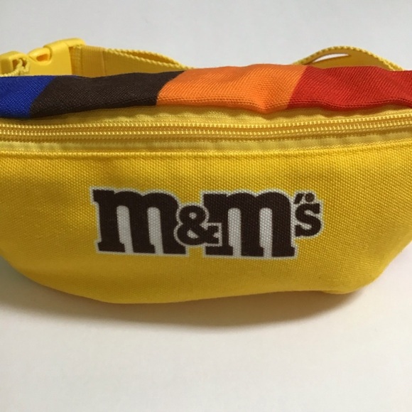 M&M’s Candy Fanny Pack Sling Belt Purse Yellow Rainbow Adjust Zip Adult Travel - Picture 3 of 13